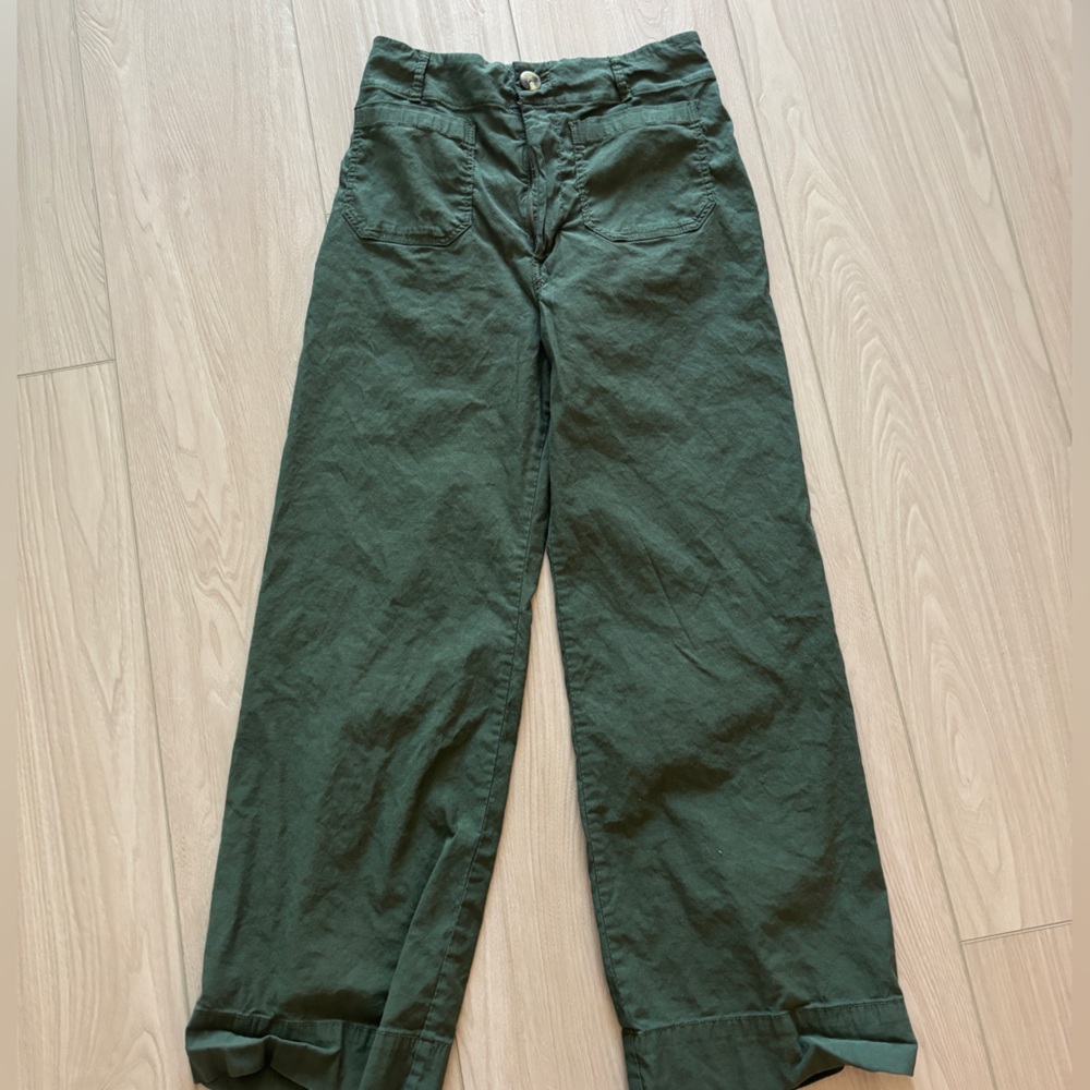 Maeve Forest Green Wide-Leg pants